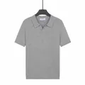 Polo traspirante in maglia di seta ghiaccio da uomo grigia con elegante scollo a V - Grigio