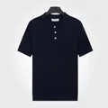 Polo en maille bleu roi de qualité supérieure pour homme avec col rétro boutonné - M / Hauts / Bleu saphir