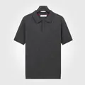 Premium men's short sleeve ice silk knitted business Polo shirt in dark grey color - M / Tops / Dark Gray
