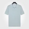 Polo da uomo in maglia di seta ghiaccio azzurro in uno stile moderno business casual - Taglia M / Top / Azzurro