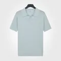 Light blue ice silk knitted polo shirt for men in a modern business casual style - M / Tops / Light Blue