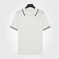 Polo da uomo in seta di ghiaccio a maniche corte con bordi neri nel colore bianco - Taglia L / Top / Bianco