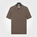 Premium coffee brown ice silk knitted short sleeve polo shirt with seagull collar for men - M / Tops / Coffee