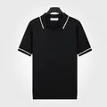 Polo in maglia a maniche corte da uomo nera con bordo del colletto bianco e fresco - Taglia L / Top / Nero