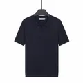 Polo en maille de soie glacée à manches courtes pour hommes en bleu saphir décontracté - M / Hauts / Bleu saphir