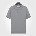 Premium men's ice silk knit Polo shirt in light gray color for business casual style - Light Gray