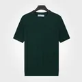 T-shirt en maille côtelée à manches courtes pour hommes en vert foncé avec col rond - M / Hauts / Vert 7065