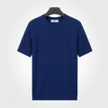 T-shirt in maglia blu reale da uomo a maniche corte con elegante motivo a coste verticali - Taglia M / Top / Blu zaffiro