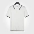 Polo en maille blanc pour homme avec rayures noires contrastées de style vintage - M / Hauts / Blanc