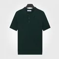 Polo homme vert foncé en maille de soie glacée à manches courtes et respirant - M / Hauts / Vert