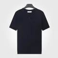 Navy blue men's knitted short sleeve Henley shirt with ribbed cuffs and breathable fabric. - M / Tops / Sapphire Blue