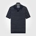 Polo en maille rayé bleu roi pour homme avec col mouette pour l'été - M / Hauts / Bleu saphir