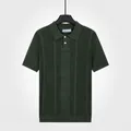 Short-sleeved men's dark green knit Polo shirt made of breathable ice silk fabric - Green