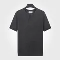 Men's dark grey short-sleeved ice silk knitted polo shirt with stylish Henley collar - Dark Gray