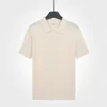 Polo en maille de soie glacée pour hommes couleur abricot à manches courtes - M / Hauts / Abricot