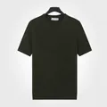 Premium dark green men's ice silk knitted crew neck short sleeve shirt SKU photo - Green
