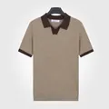 Polo en maille de soie glacée pour homme avec col en V respirant de couleur marron - L / Hauts / Marron
