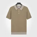 Polo en maille haut de gamme pour homme avec col rayé contrasté de couleur camel - L / Hauts / Chameau