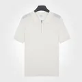 Polo da uomo in seta di ghiaccio a maniche corte con zip in maglia bianca - Taglia L / Top / Bianco