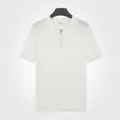 Polo homme en soie glacée à manches courtes avec zip en tricot blanc uni - L / Hauts / Blanc