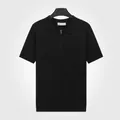 Polo da uomo in maglia di seta ghiacciata con cerniera in colore nero classico - Taglia L / Top / Nero