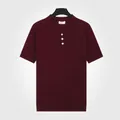 Ademend gebreid poloshirt van ijszijde voor heren in elegante bordeauxrode kleur - Bordeauxrood