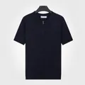 Polo en maille de soie glacée respirante pour hommes avec fermeture éclair en violet foncé - L / Hauts / Violet