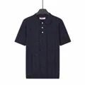 Polo en maille bleu roi pour hommes avec texture verticale et manches courtes - M / Hauts / Bleu Saphir