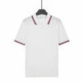 Polo en tricot blanc haut de gamme pour hommes avec col et poignets à motifs rouges - M / Hauts / Blanc