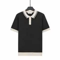 Polo d'été haut de gamme en soie glacée pour hommes, tricoté à manches courtes, gris - M / Hauts / Gris foncé