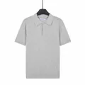 Premium light grey short-sleeved ice silk knit Polo shirt for men in business style - Gray