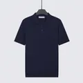 Premium men's breathable ice silk short sleeve polo shirt in elegant royal blue color - M / Tops / Sapphire Blue