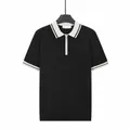 Premium black ice silk men's polo shirt with white contrast zipper collar design - M / Tops / Black