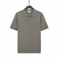 Polo en tricot de soie glacée marron pour hommes avec col mouette - M / Haut (7094) / Marron