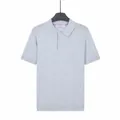 Polo en soie glacée tricoté bleu clair de qualité pour hommes à manches courtes - M / Hauts / Bleu clair