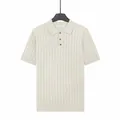 Men's luxury ice silk knitted Polo shirt in apricot color with ribbed texture details - M / Tops / Apricot