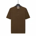 Premium coffee brown men's ice silk knitted polo shirt with breathable texture design - Coffee