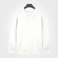 Men's elegant long sleeve Polo collar knit sweater in premium white color finish - M / Top (2011) / White