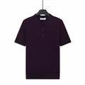 Premium men's short-sleeved knitted polo shirt in deep purple with breathable texture - Purple