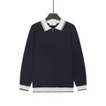 Polo en maille bleu roi pour homme avec demi-zip et col blanc contrasté élégant - M / Hauts / Bleu saphir