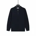 Maglione in maglia blu navy da uomo con colletto a rever e design classico a mezza zip - Taglia M / Top / Blu zaffiro