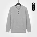 Maglione polo da uomo in maglia premium color grigio chiaro con trama a costine - Taglia M / Top / Grigio chiaro