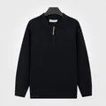 Jersey de punto polo para hombre con media cremallera en azul real elegante. - M / Tops / Azul zafiro