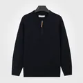 Pull polo en maille à demi-zip pour homme, bleu roi, style élégant et décontracté. - Bleu saphir
