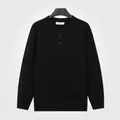Maglione nero classico uomo con colletto polo, stile old money elegante a maniche lunghe - Taglia M / Top / Nero