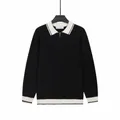 Maglione polo a maniche lunghe nero da uomo con colletto a contrasto bianco e mezza zip - Taglia M / Top / Nero