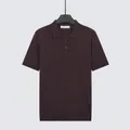 Premium men's cool ice silk polo shirt in a sophisticated dark brown shade for business - Brown