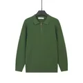 Maglione in maglia casual business da uomo con mezza zip in verde scuro testurizzato - Taglia M / Parte superiore (2007) / Verde