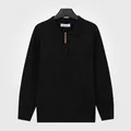 Classic men's black half-zip polo knitted sweater with long sleeves for autumn winter - M / Top (2015) / Black