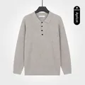 Elegante maglione in maglia albicocca da uomo con colletto polo e trama a coste - Taglia M / Top / Albicocca